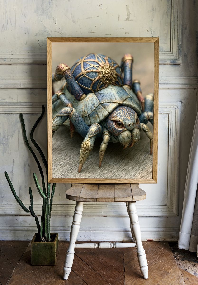 Steampunk Spider Illustration Poster. — room view 1