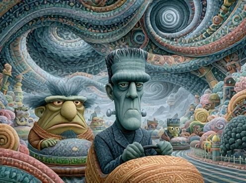 Surreal Monster Ride Illustration Poster. poster — illustration art