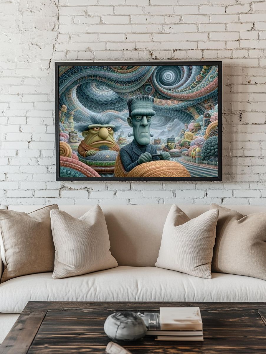 Surreal Monster Ride Illustration Poster. room preview