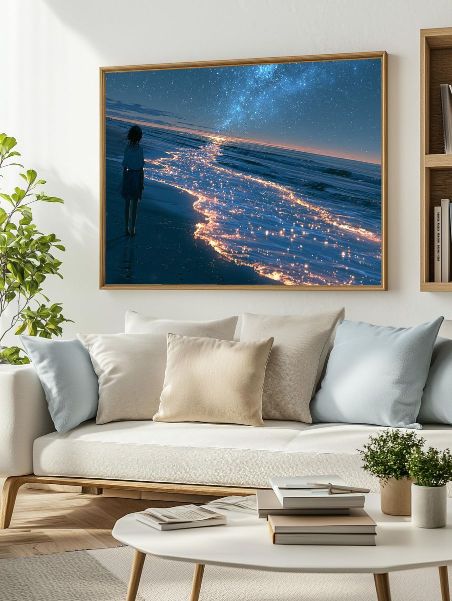 Starry Beach Dreamscape Print. — room view 2
