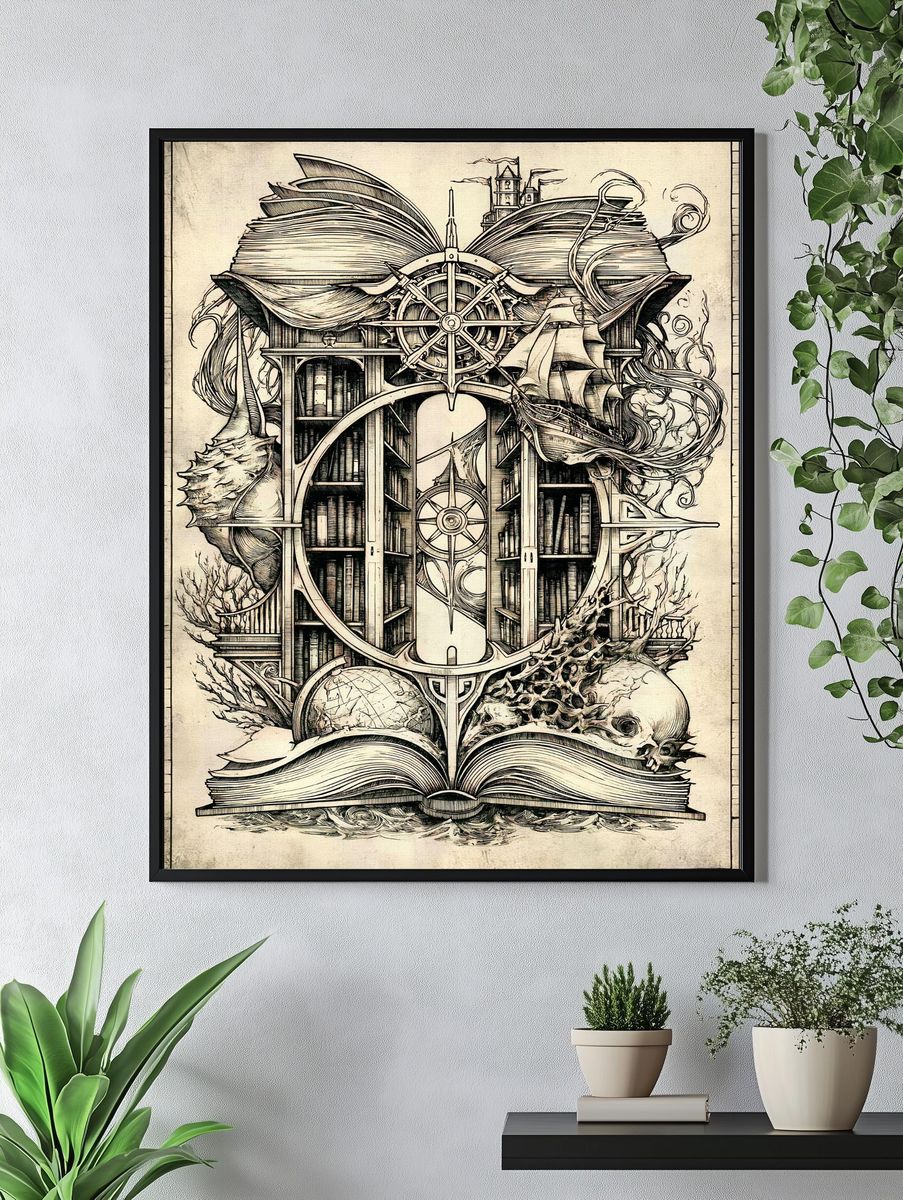 Surreal Nautical Library Print. — room view 4