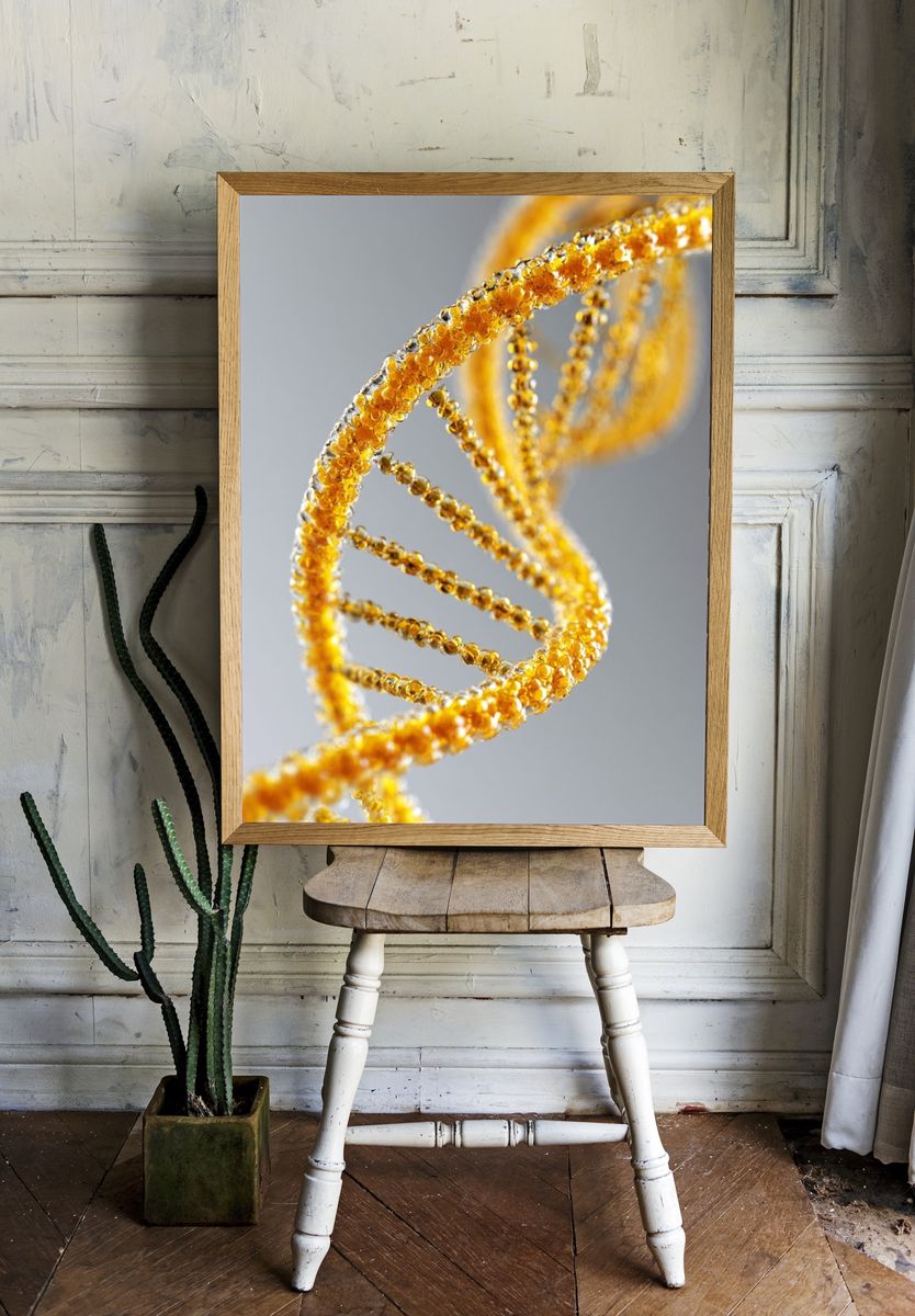 Golden DNA Helix Illustration Poster. room preview