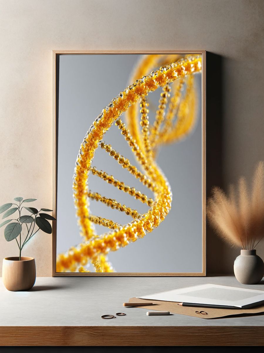 Golden DNA Helix Illustration Poster. — room view 2