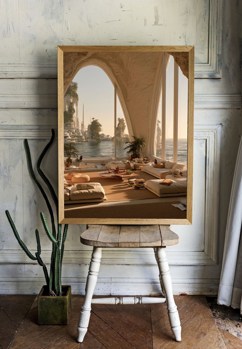 Seaside Futuristic Interior Print. — room view 1