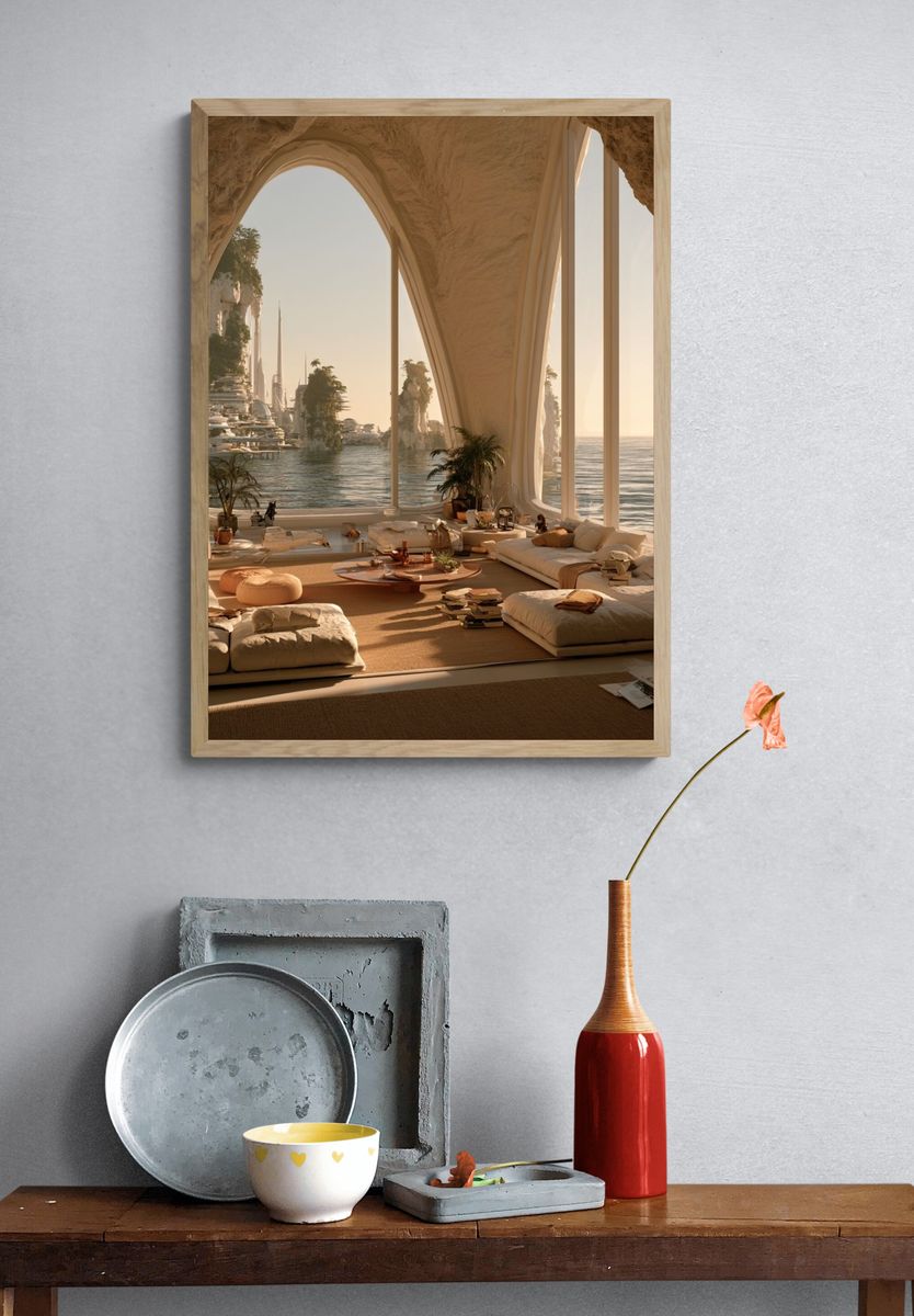 Seaside Futuristic Interior Print. — room view 3