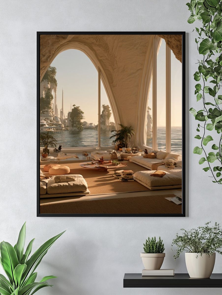 Seaside Futuristic Interior Print. — room view 4