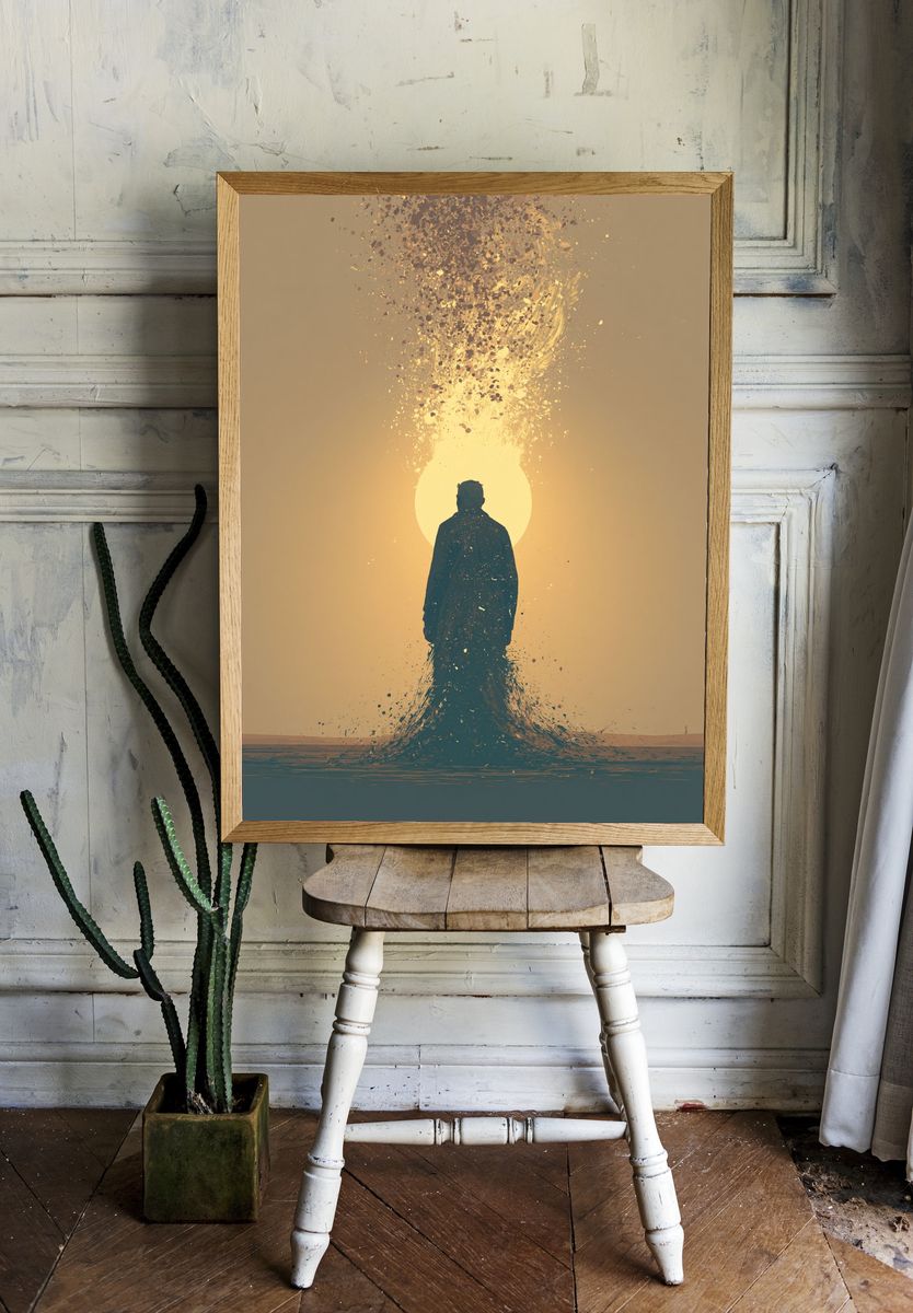 Surreal Silhouette Sunset Print. room preview