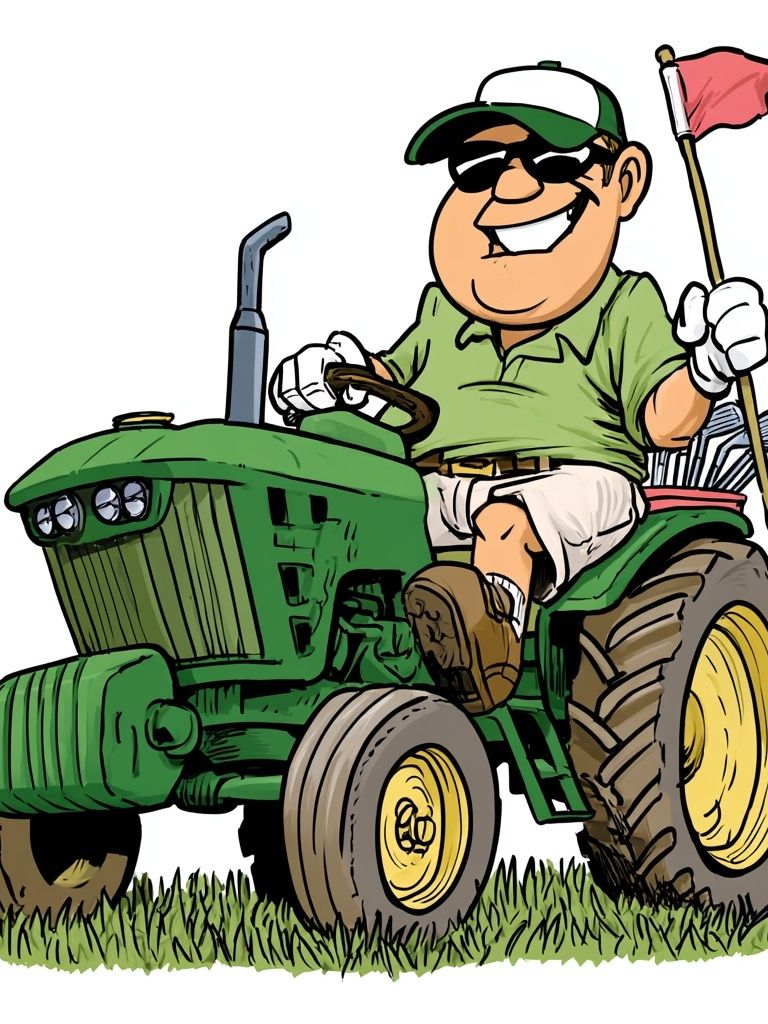 Cartoon Golf Tractor Illustration Poster. poster detail