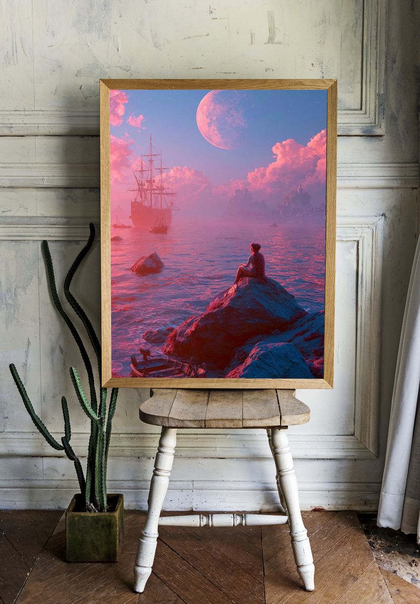 Moonlit Mermaid Fantasy Print. — room view 1