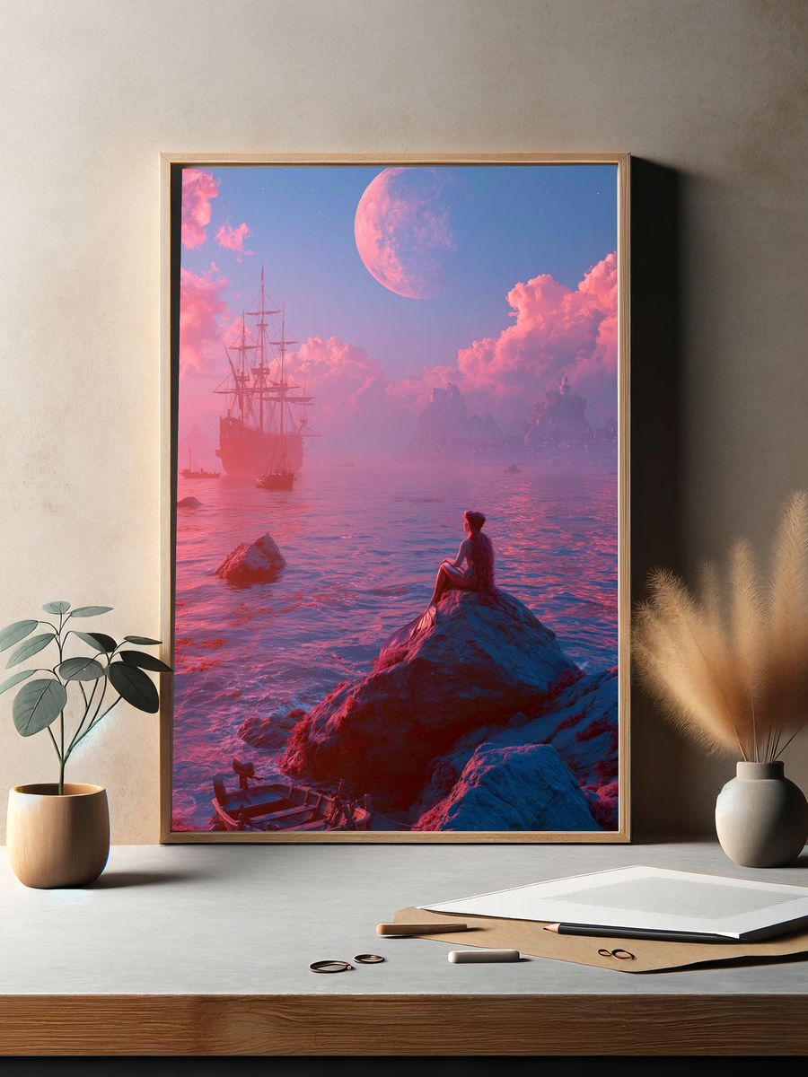 Moonlit Mermaid Fantasy Print. — room view 2