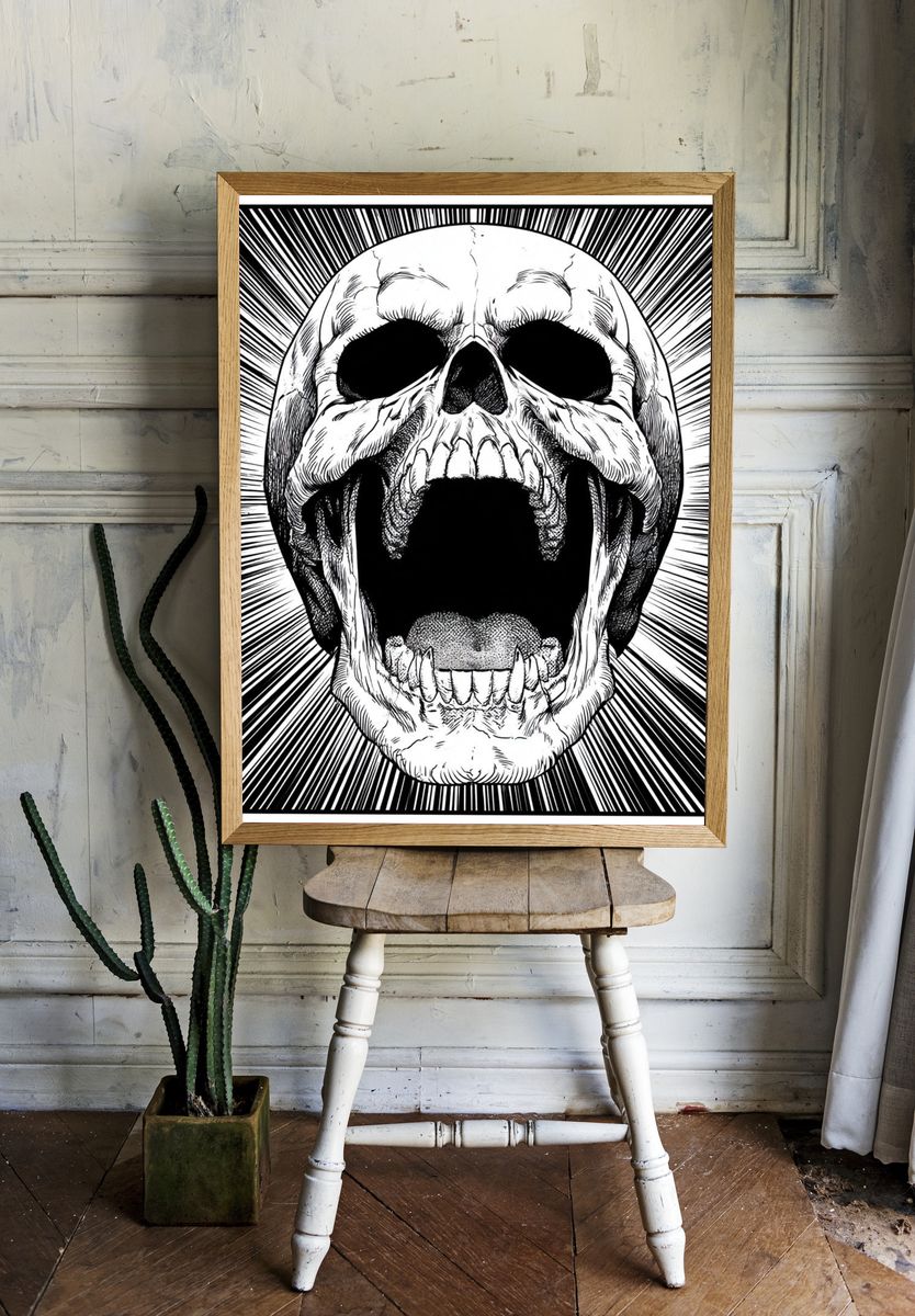 Screaming Skull Ink Poster. — room view 1