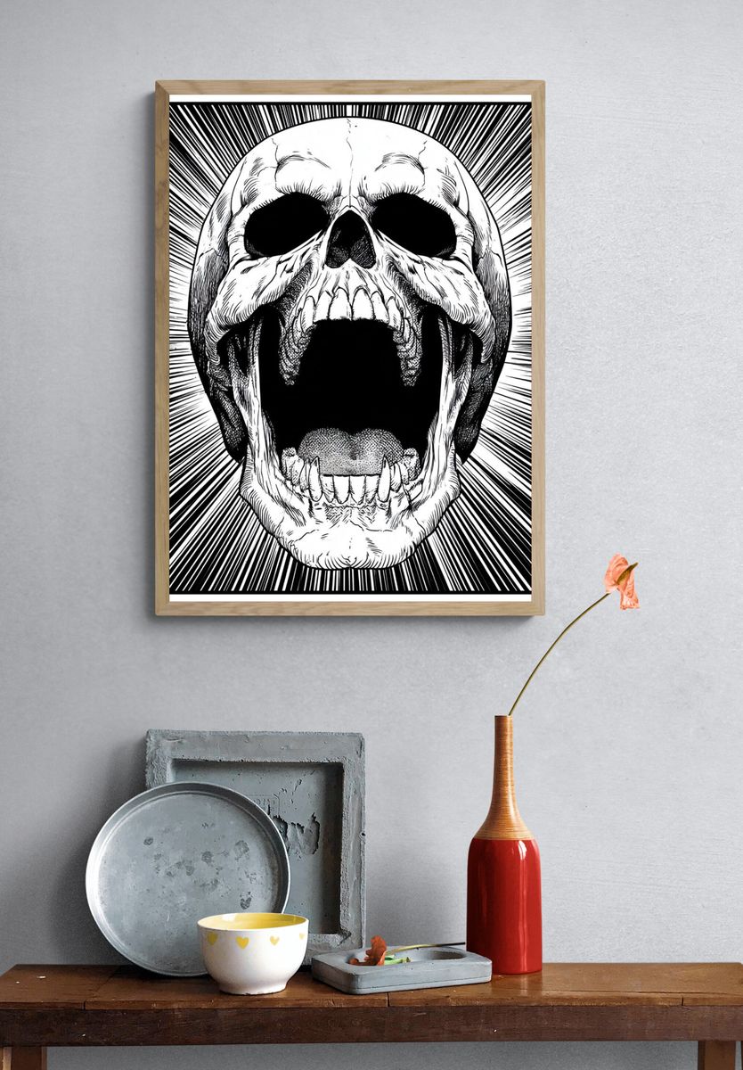 Screaming Skull Ink Poster. — room view 3
