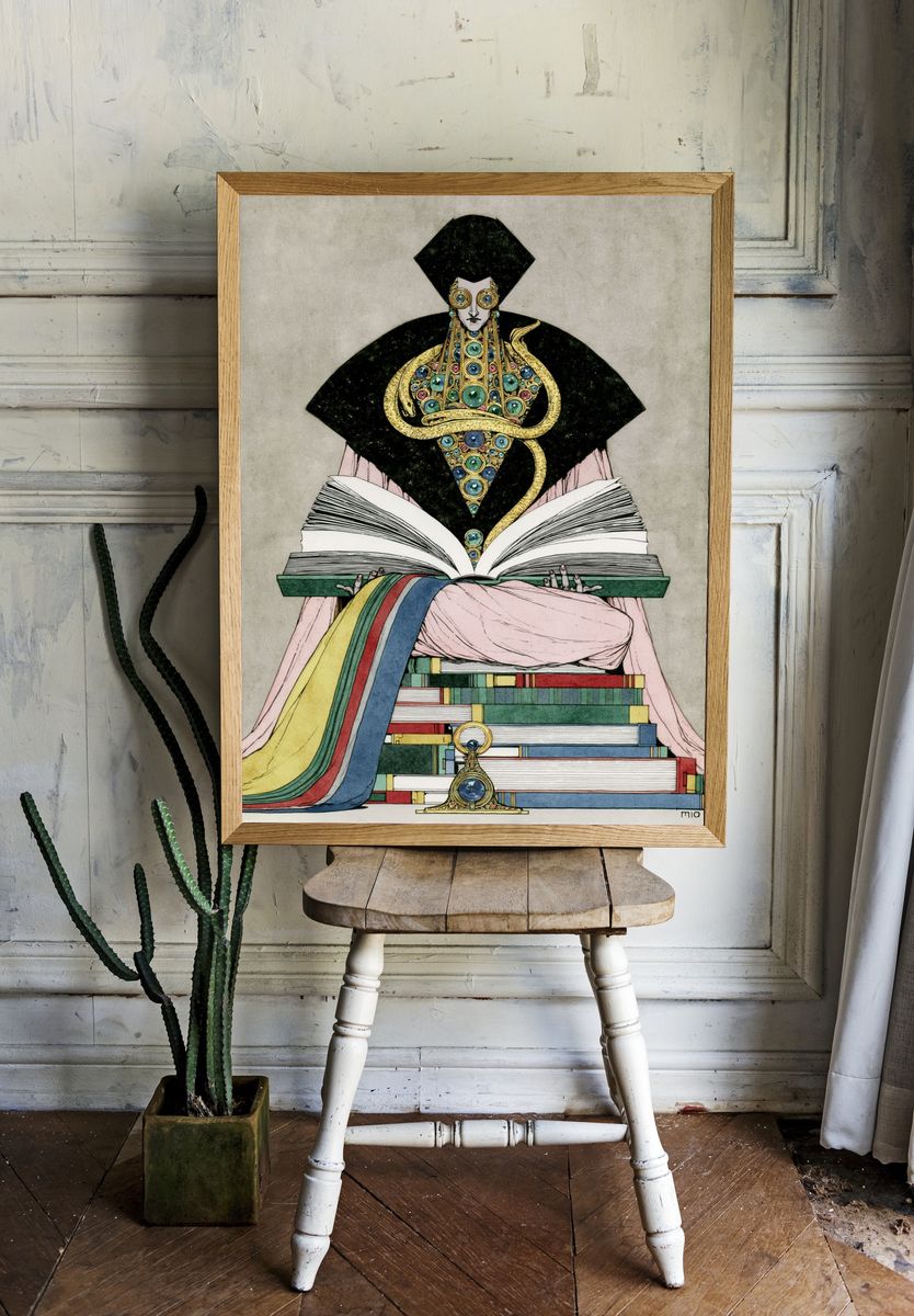 Mystic Book Figure Illustration Print. — room view 1