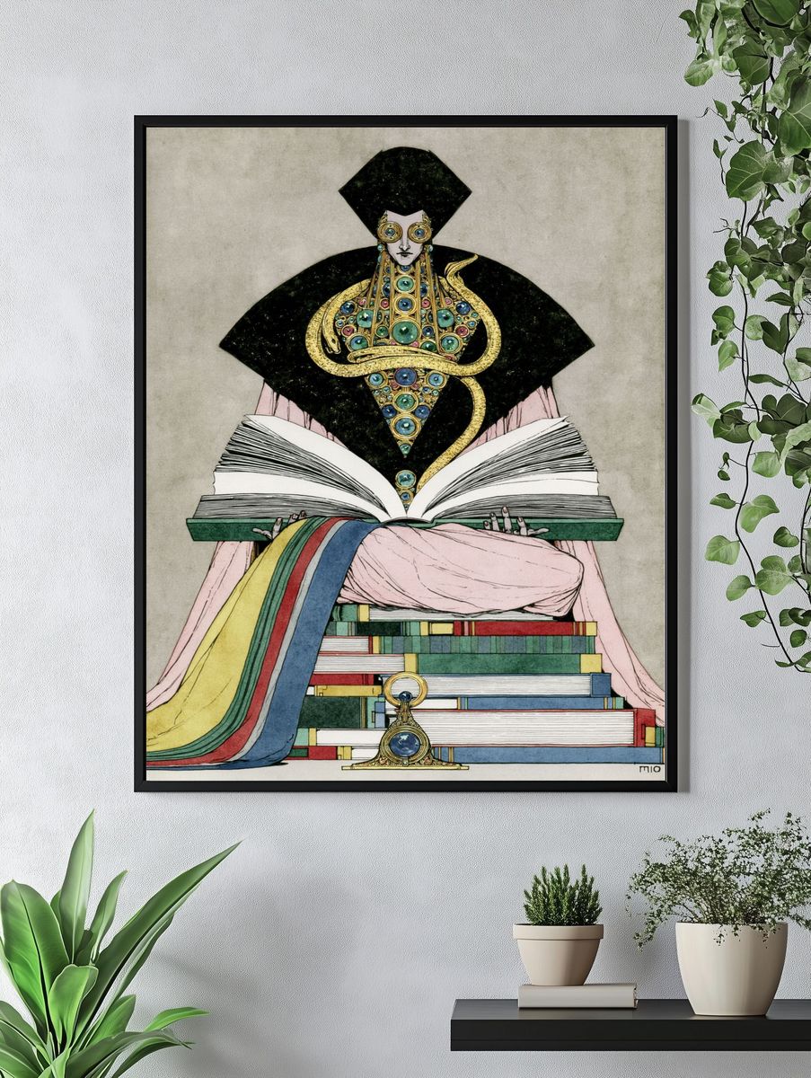 Mystic Book Figure Illustration Print. — room view 4