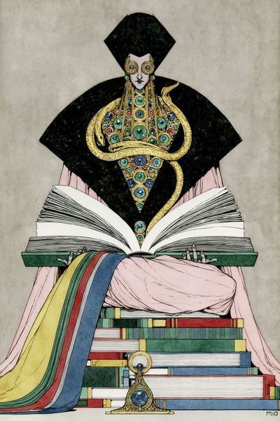 Mystic Book Figure Illustration Print. poster