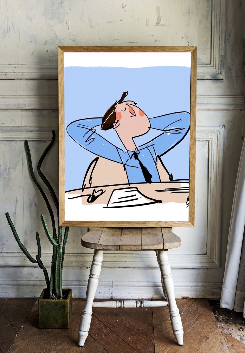 Relaxed Figure Illustration Poster. — room view 1