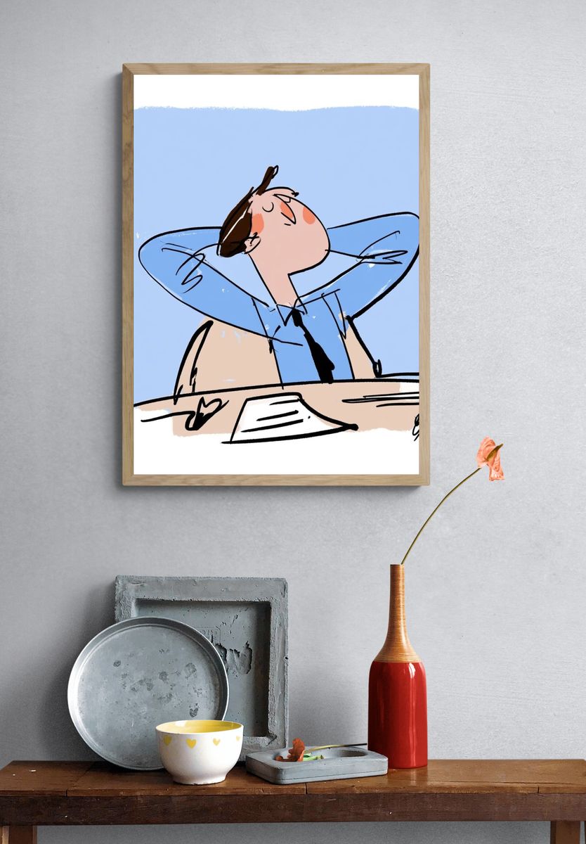 Relaxed Figure Illustration Poster. — room view 3