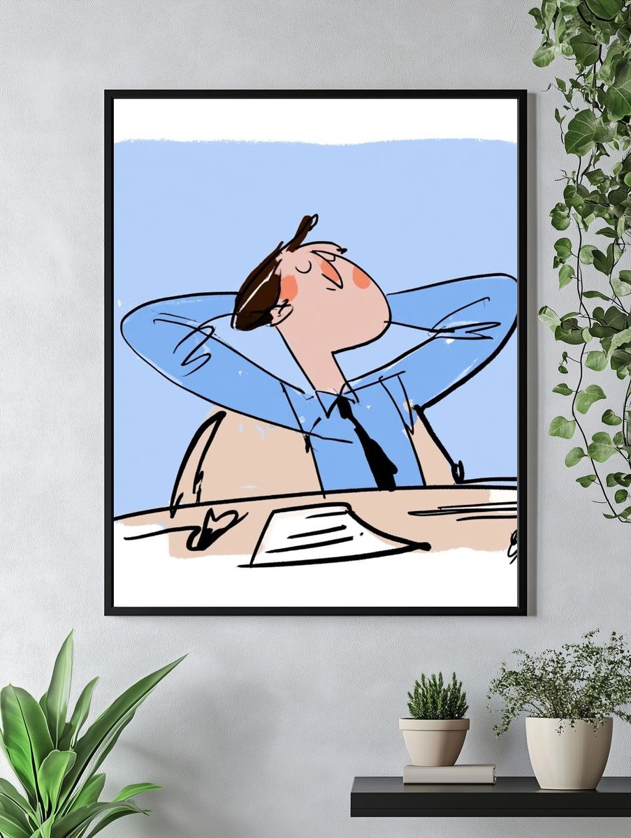 Relaxed Figure Illustration Poster. — room view 4