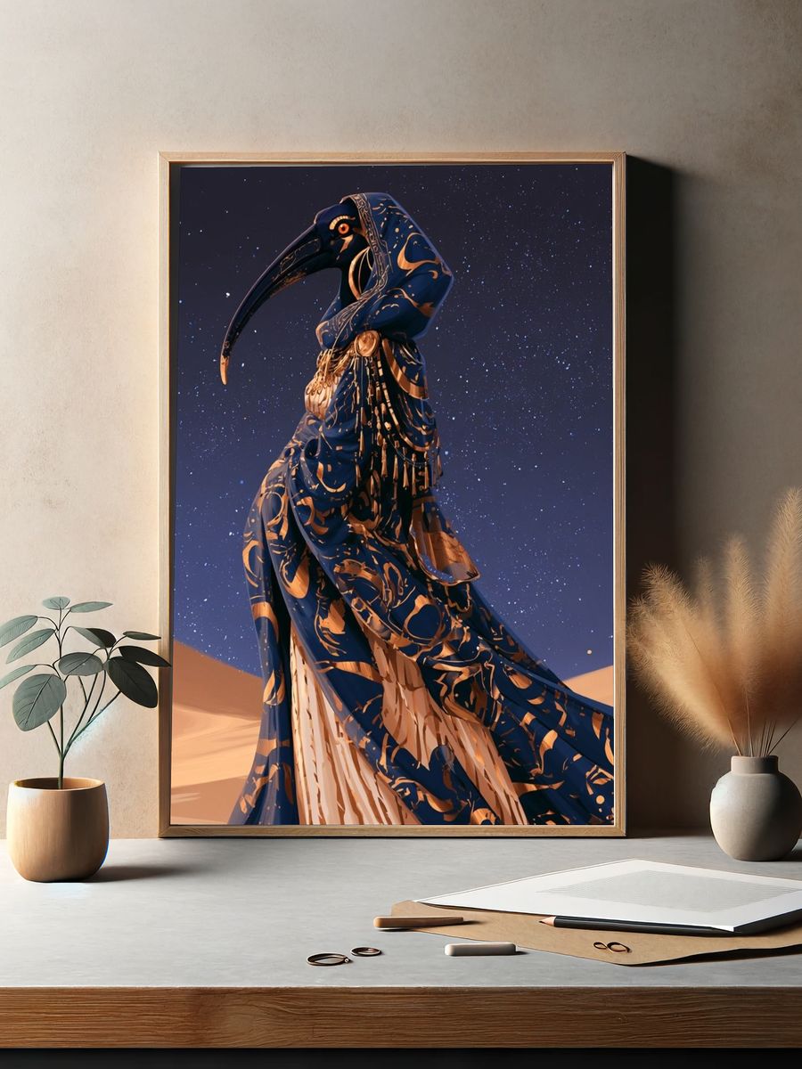 Desert Bird Mask Illustration Poster. — room view 2