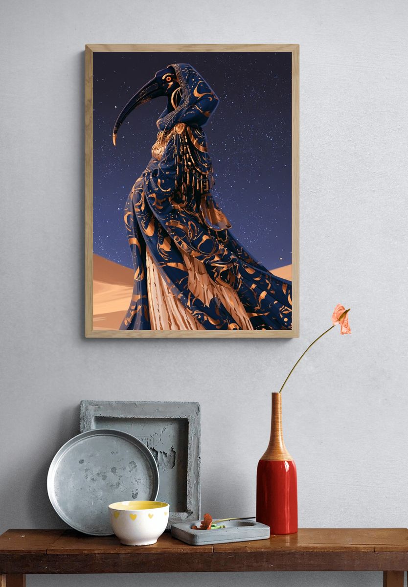 Desert Bird Mask Illustration Poster. — room view 3