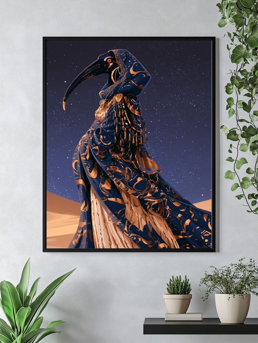 Desert Bird Mask Illustration Poster. — room view 4
