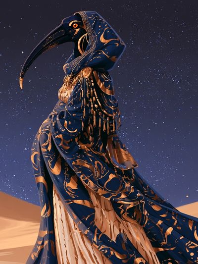Desert Bird Mask Illustration Poster. poster
