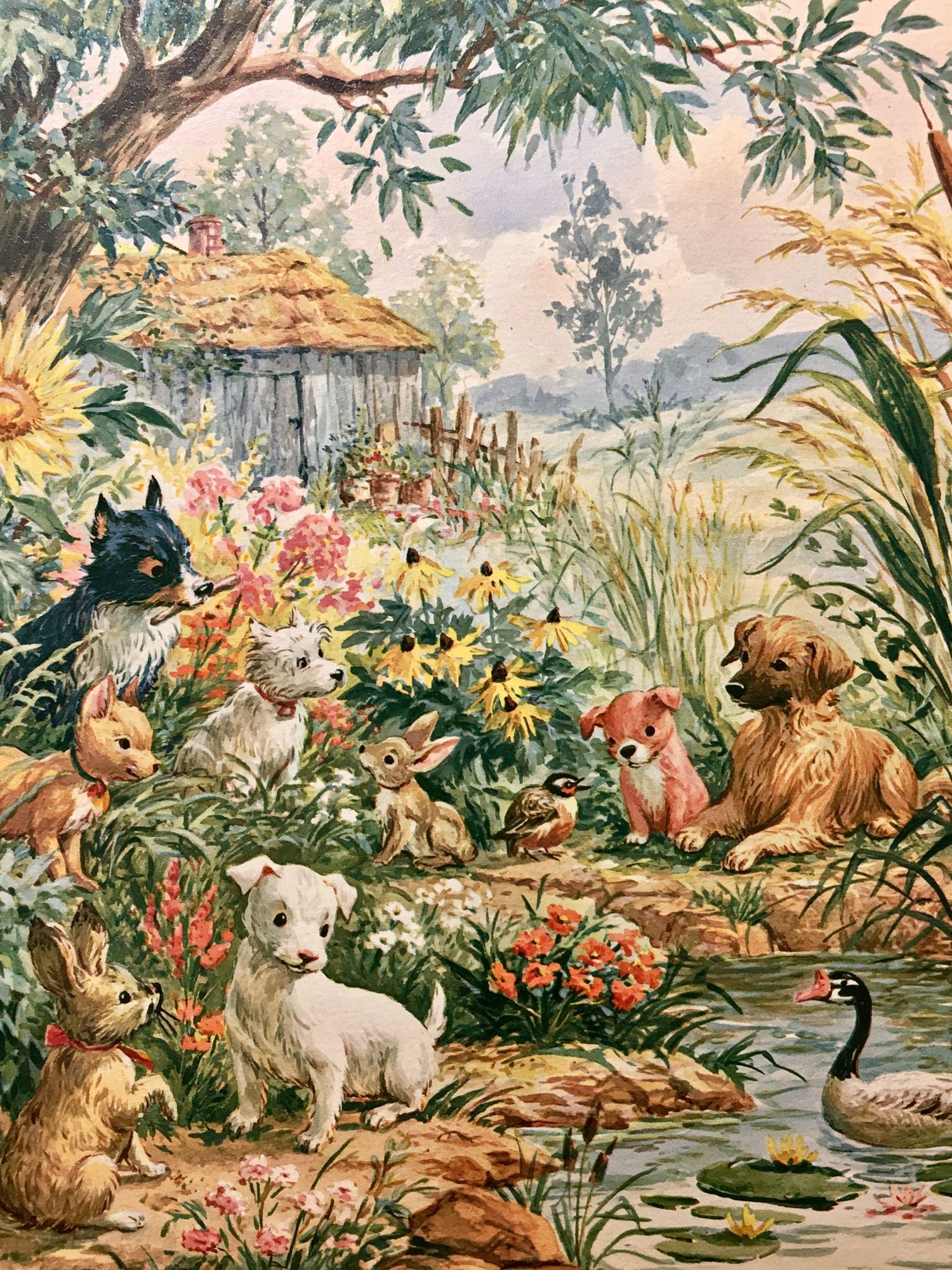 Country Garden Animals Illustration Poster. poster detail
