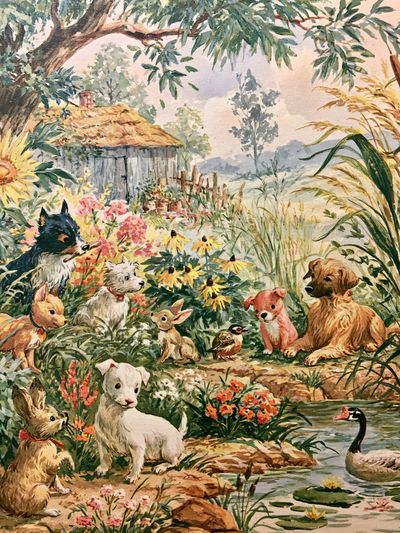 Country Garden Animals Illustration Poster. poster print