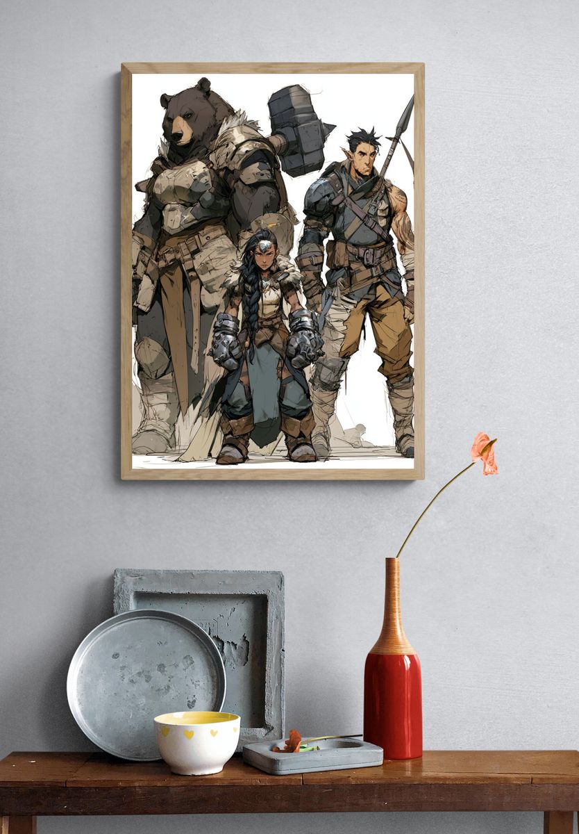Fantasy Adventurers Illustration Poster. — room view 3
