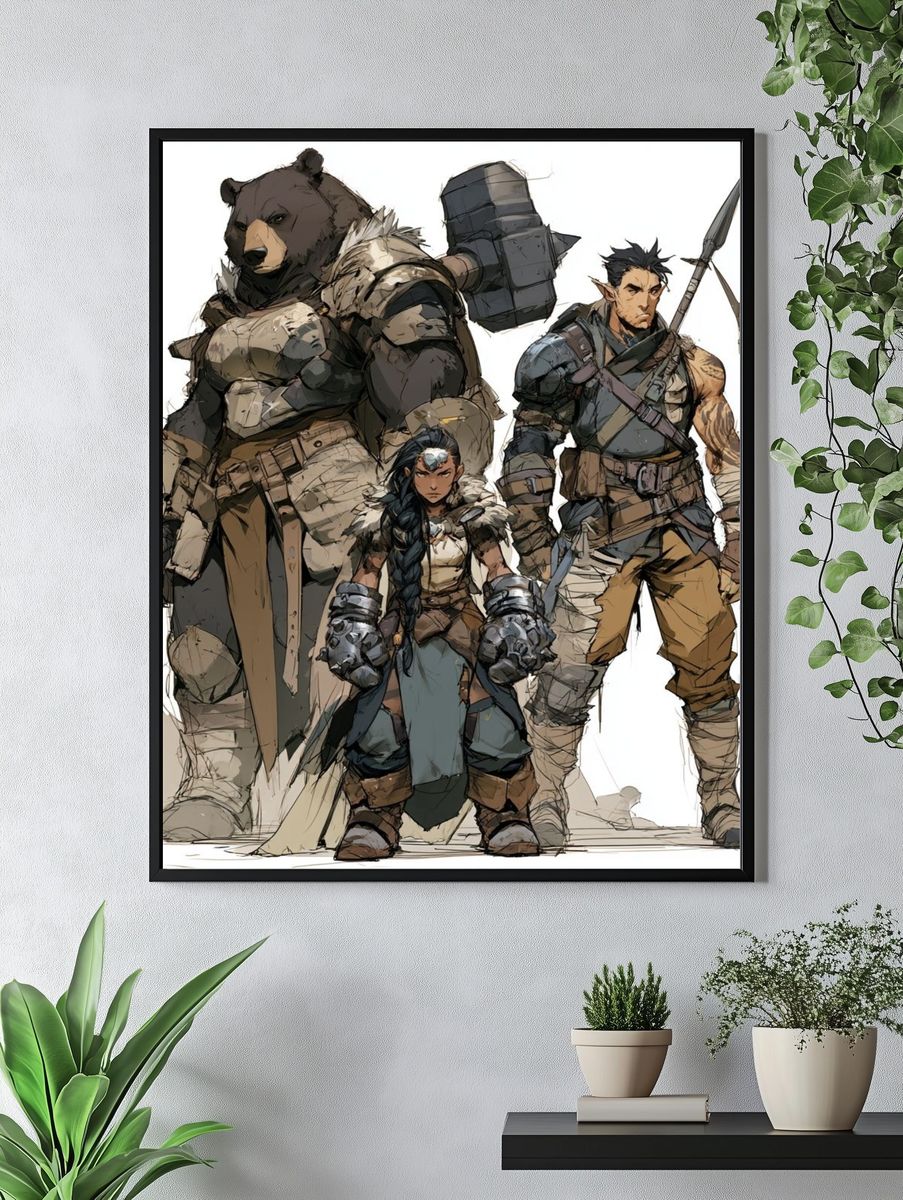 Fantasy Adventurers Illustration Poster. — room view 4