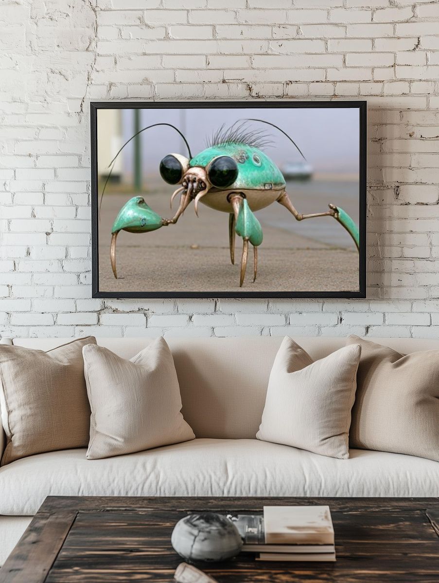 Surreal Crab Creature Illustration Poster. room preview