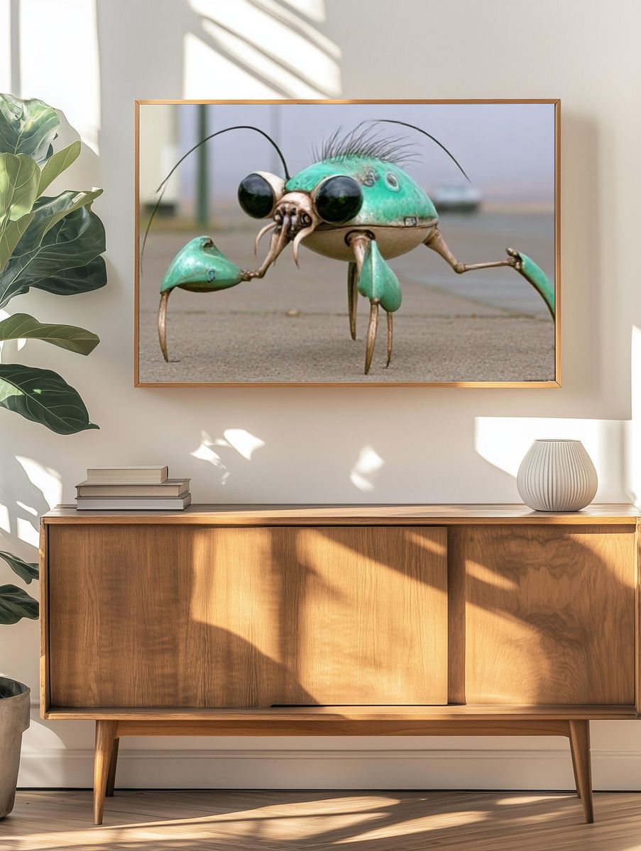 Surreal Crab Creature Illustration Poster. — room view 3