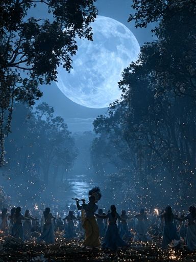 Moonlit Forest Ritual Illustration Poster. poster detail