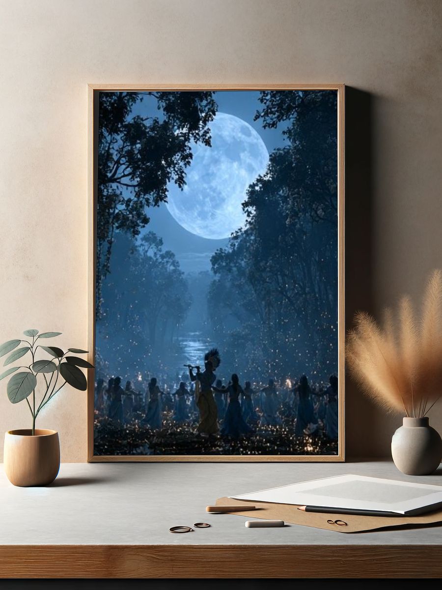 Moonlit Forest Ritual Illustration Poster. — room view 2