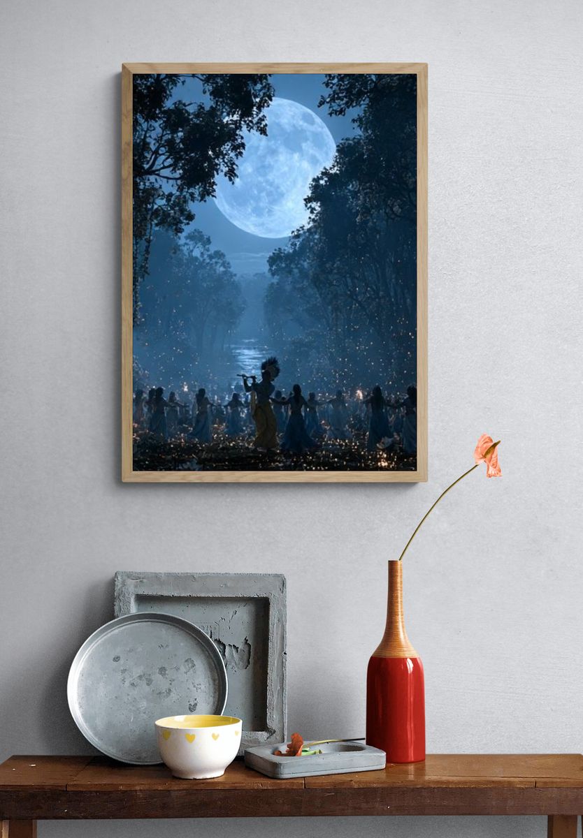 Moonlit Forest Ritual Illustration Poster. — room view 3