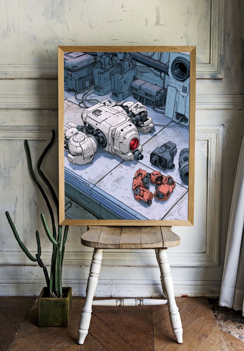 Sci-Fi Robot Parts Illustration Poster. — room view 1