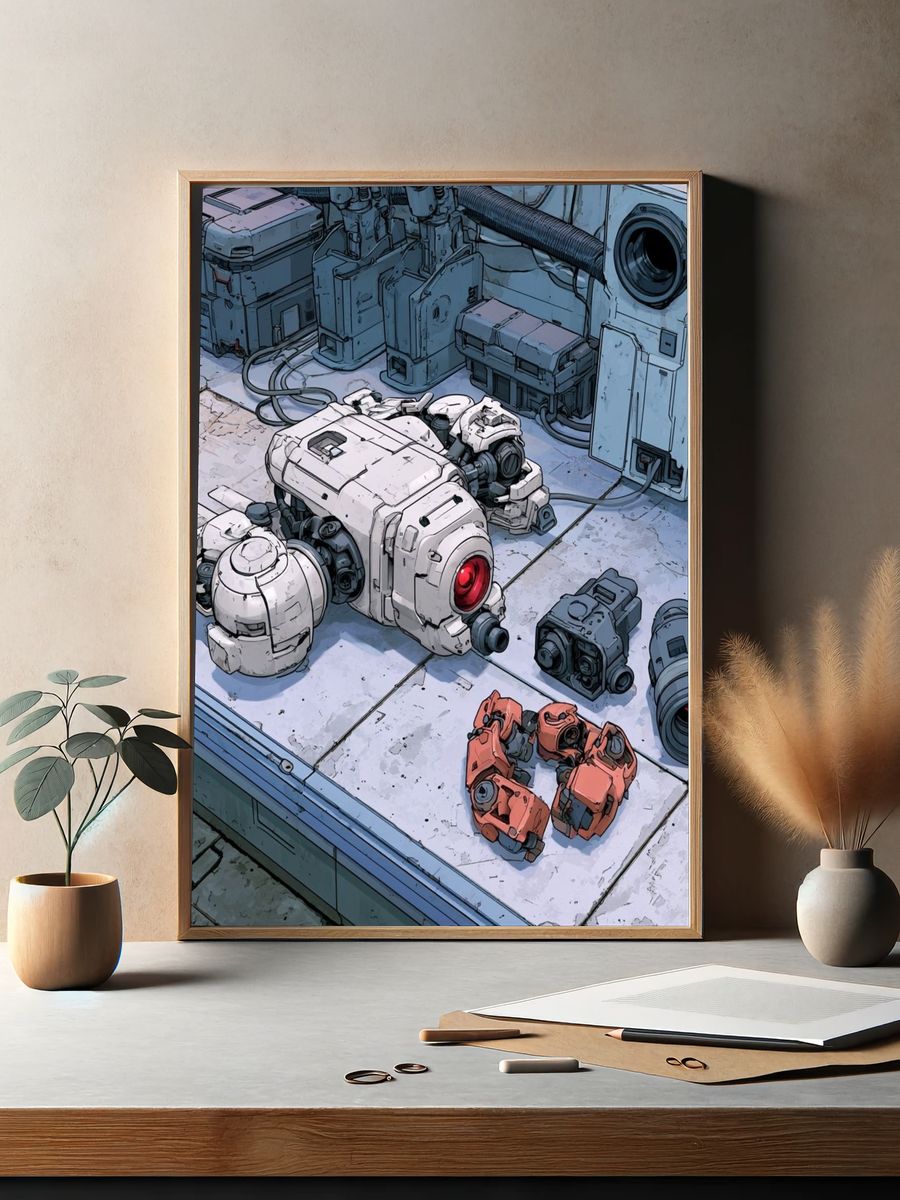 Sci-Fi Robot Parts Illustration Poster. — room view 2