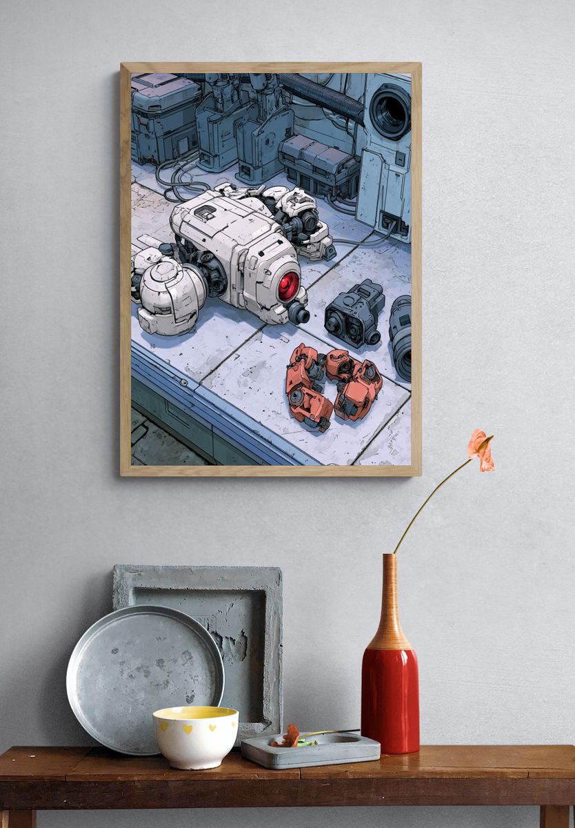 Sci-Fi Robot Parts Illustration Poster. — room view 3