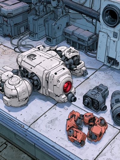 Sci-Fi Robot Parts Illustration Poster. poster