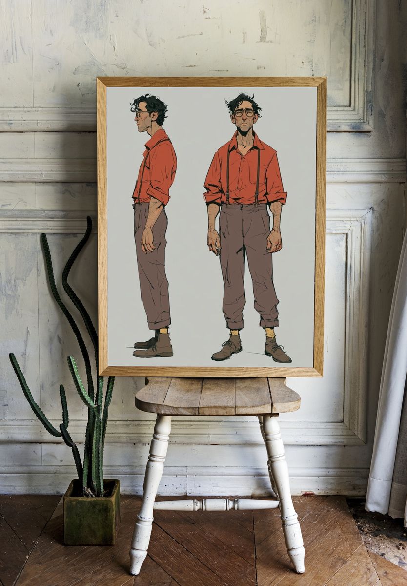 Stylized Male Character Illustration Poster. room preview