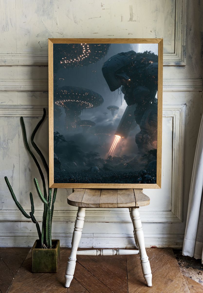Alien Mech Invasion Sci-Fi Poster. room preview