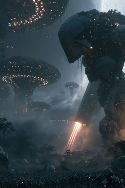 Alien Mech Invasion Sci-Fi Poster. poster
