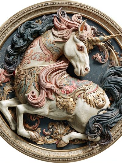 Ornate Unicorn Relief Poster. poster