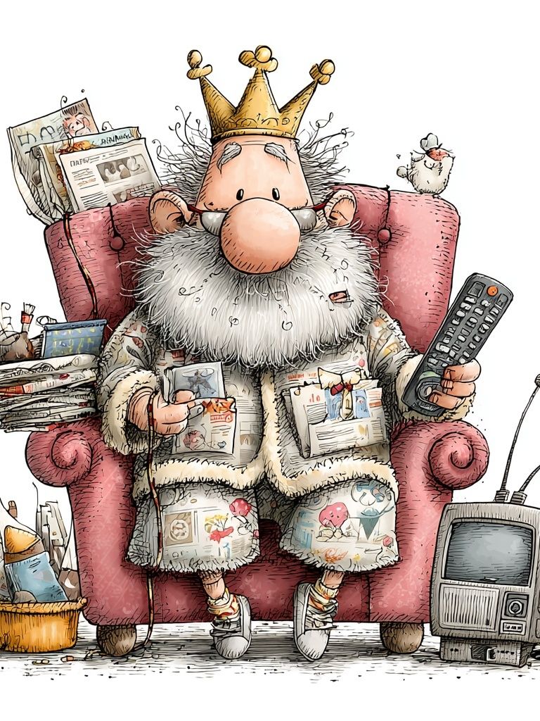 Crowned Couch King Illustration Poster. poster detail