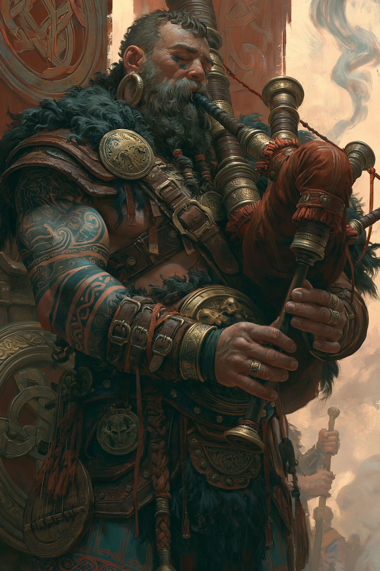 Celtic Warrior Piper Illustration Poster. poster detail