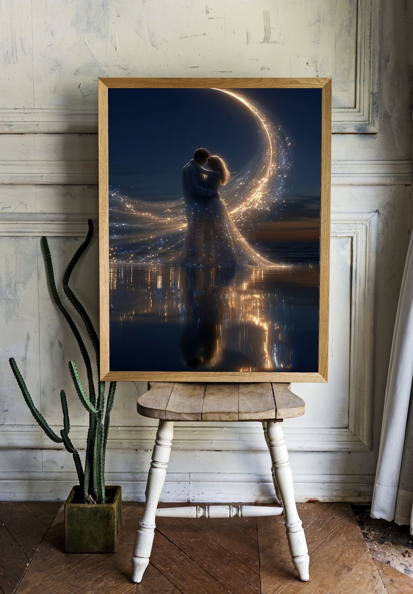 Moonlit Lovers Fantasy Print. — room view 1