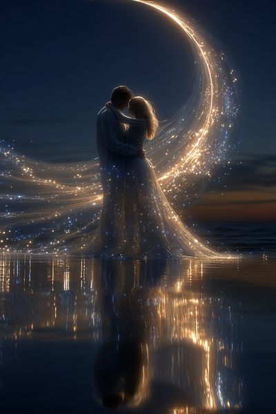 Moonlit Lovers Fantasy Print.