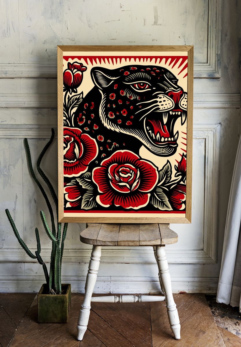 Roaring Panther Floral Print room preview