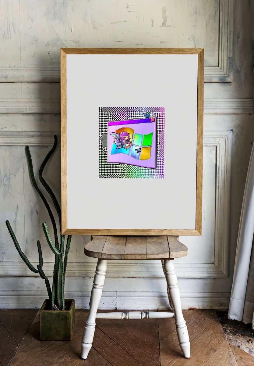 Glitch Windows Digital Art Poster. — room view 1