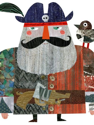 Pirate Captain Bird Illustration Poster.